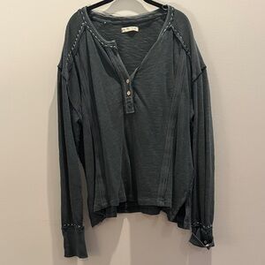 We the Free green oversized thermal top